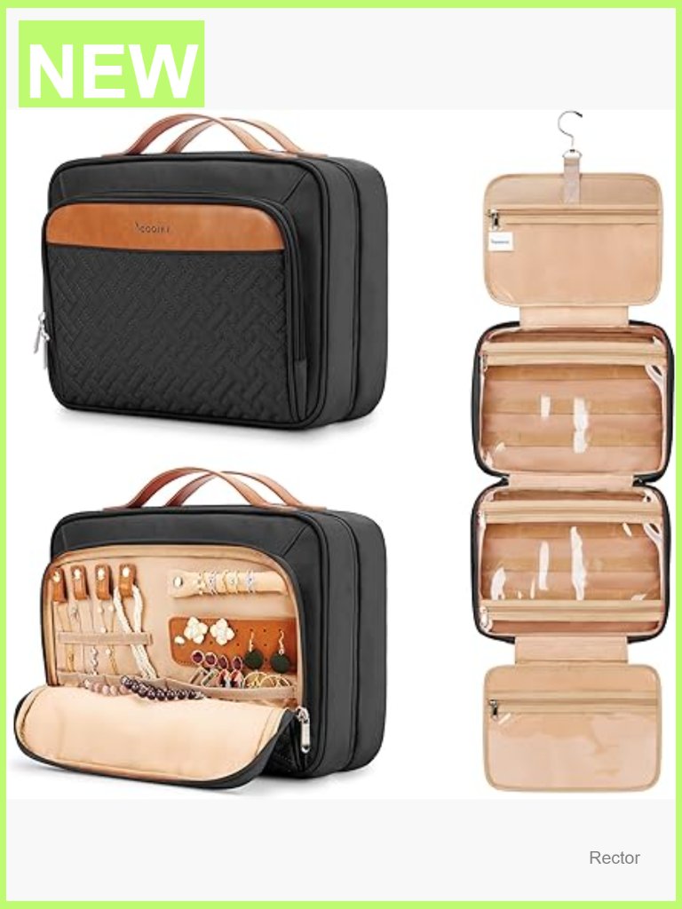 Hanging Toiletry Bag With Jewelry Organizer, Waterproof Travel Makeup Bag,